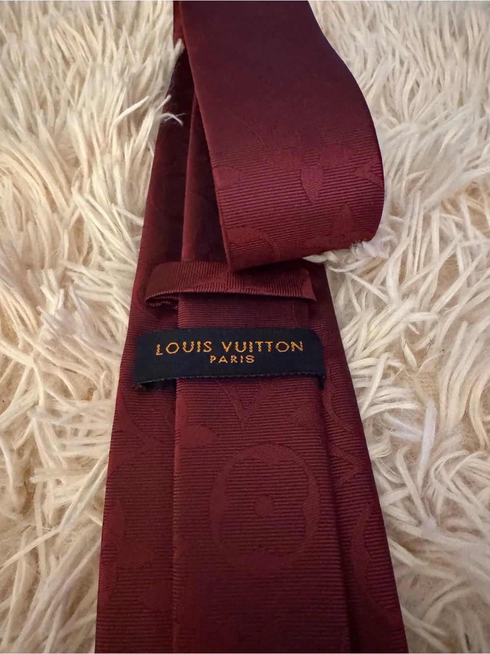 Louis Vuitton Men's Burgundy Monogram Jacquard Tie